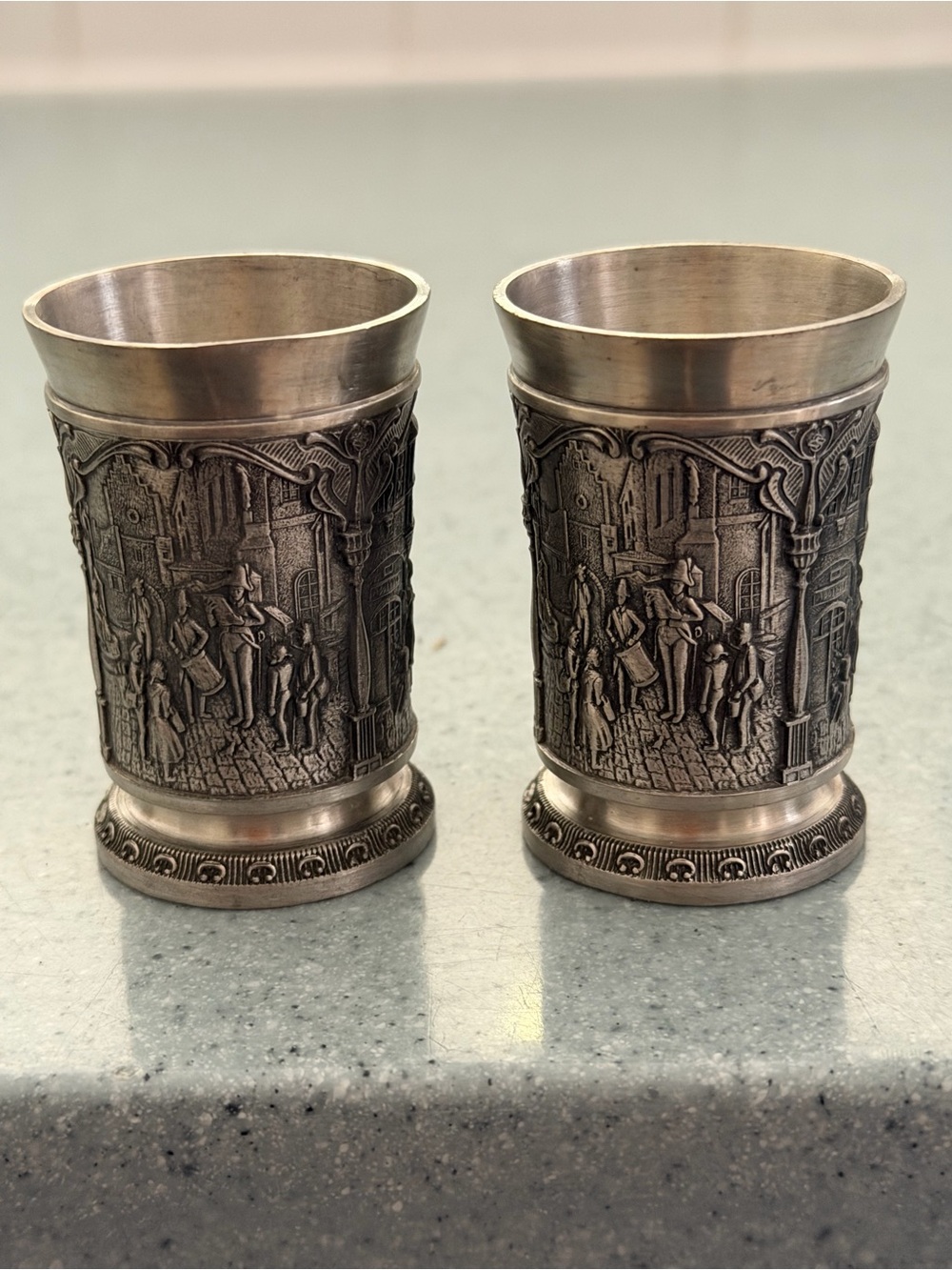 2 Frieling Zinn Pewter Schnapps Cups 1970s Collectible Shot Glass from Germany